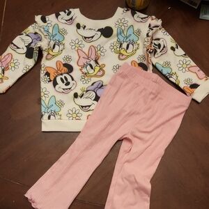 Disney Minnie Mouse And Daffy Duck Sweatshirt and Pink Pants Set 18 Months